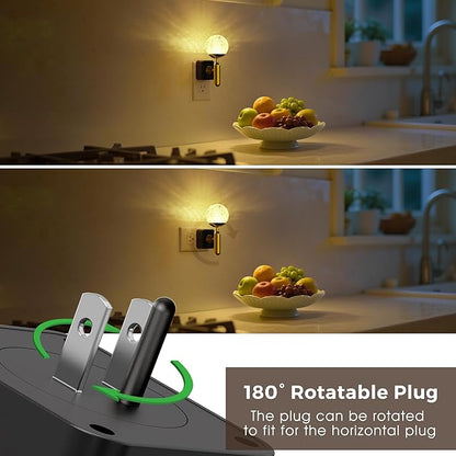 L LOHAS LED Night Lights Plug into Wall,Color Changing Night Light with Rotatable Plug,Crystal Ball Metal Rod,Dusk to Dawn Sensor Nightlight for Bathroom Kids Adults