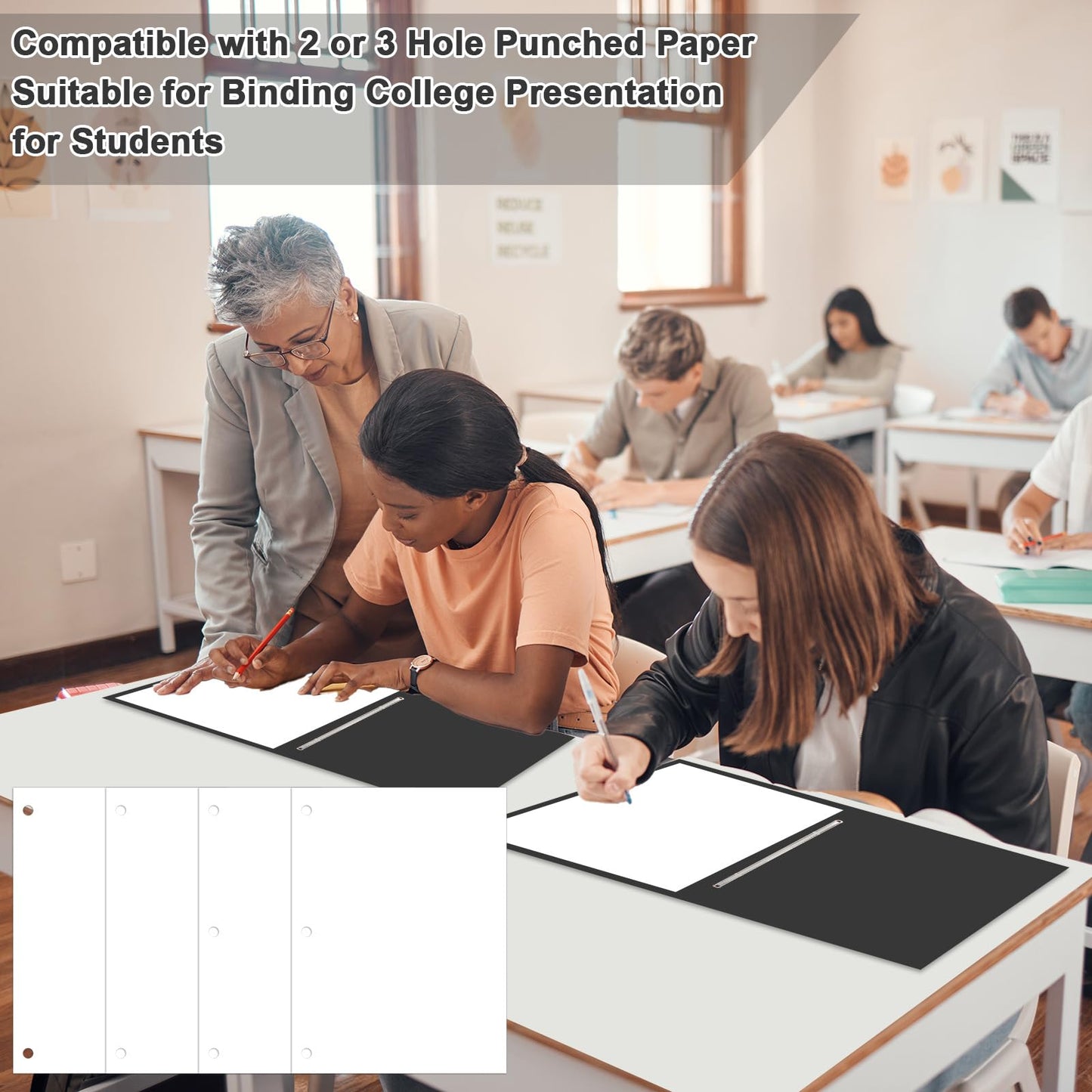 gisgfim 40 Pcs 11'' x 17'' Pressboard Report Cover 3" Capacity Metal Prong Paper Fastener with Compressor Presentation Binder Folder to Neatly Bind Reports Proposals Transcripts Document(Black)