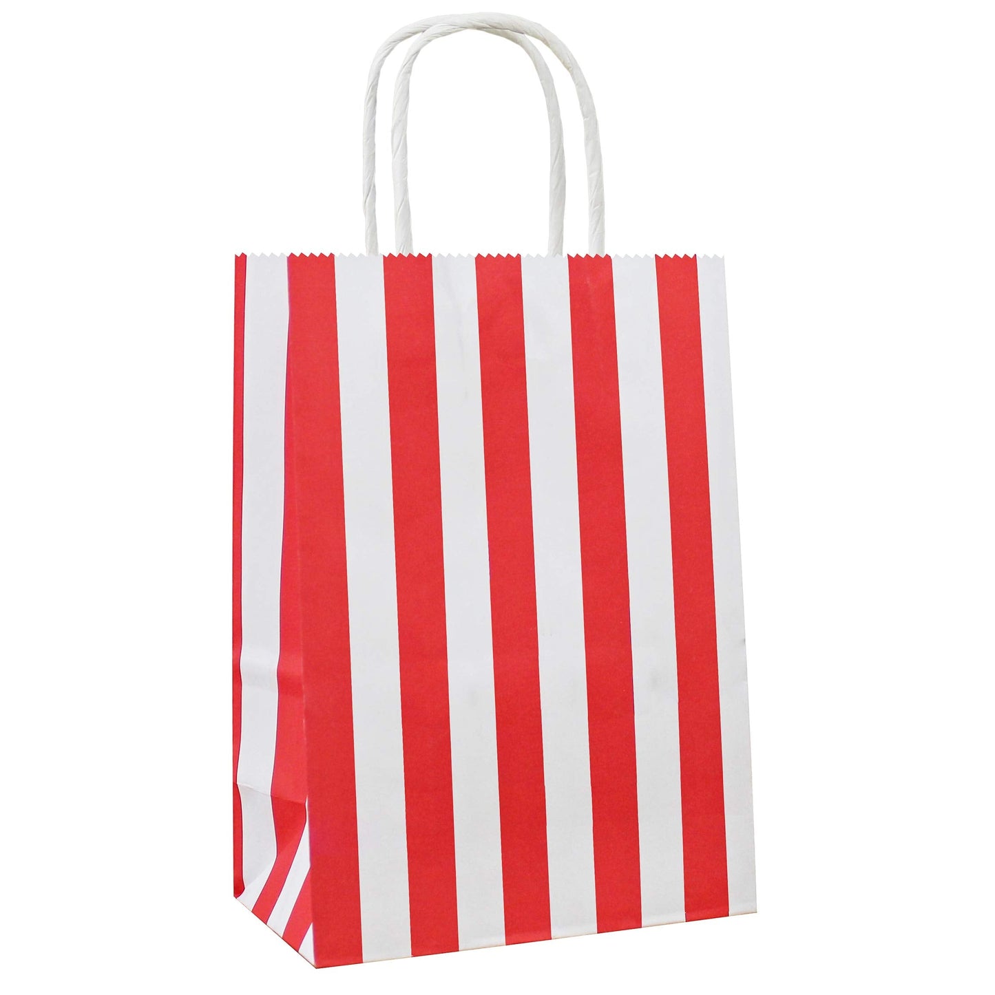 ADIDO EVA 25 PCS Red and White Striped Gift Bags Small Red White Stripe Bags with Handles for Party Favor (6.2 x 3.1 x 8.6 In)