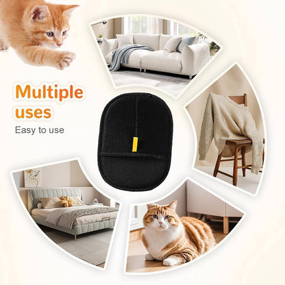 RWSEFK Pet Hair Removal Glove for Cats & Dogs, Efficient Grooming Gloves for Pet Hair, Cat Grooming Gloves for Hair Removal，Reusable Cat & Dog Hair Remover for Couch, Furniture, Carpet, Curtain(2Pcs)