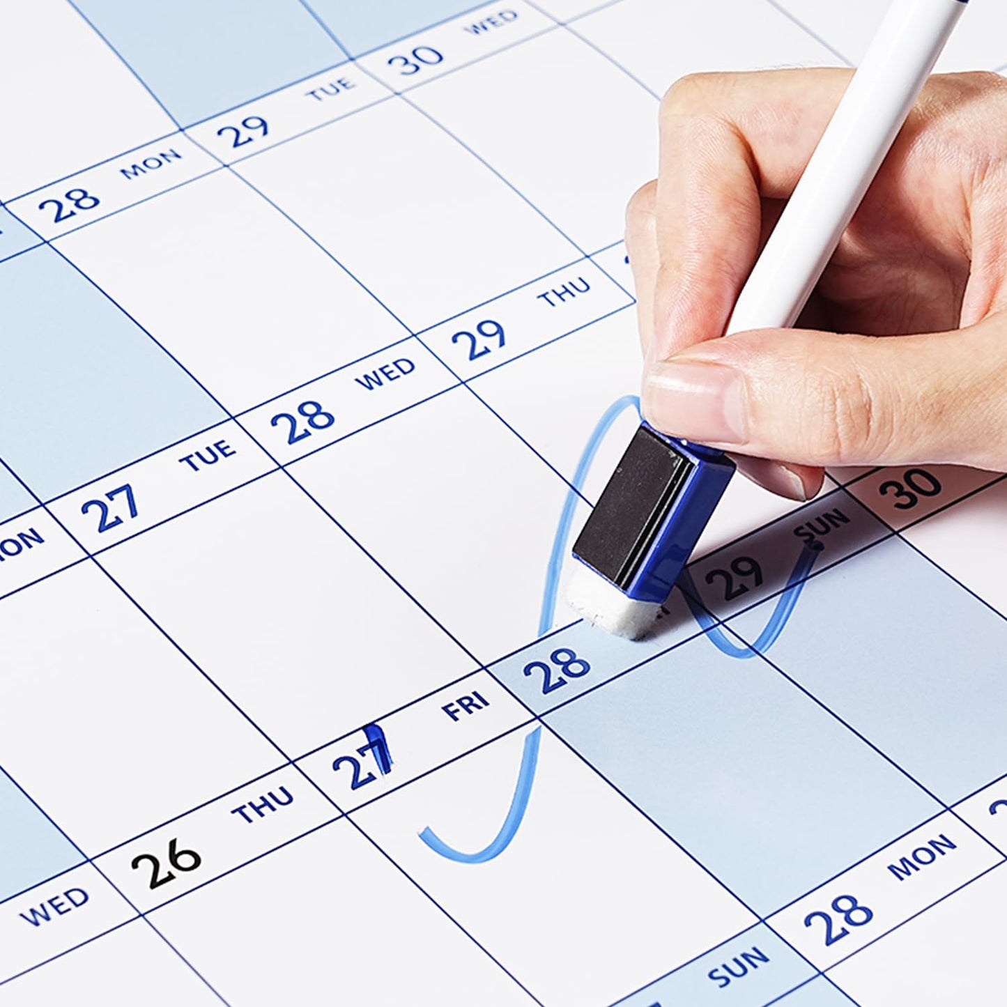 2026-2027 Dry Erase Wall Calendar - July 2026- June 2027, 35.2" x 50", Extra Large Yearly Wall Calendar 2026-2027, 12-Month Note Section & 365 Daily Block, 10 Round Stickers, Perfect for Home, Office and School