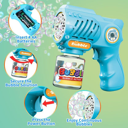 Bubble Gun Machine - 2 Pack Outdoor Toy for Kids 3+ Years | Includes Bubble Solution, Perfect Birthday Gift for Boys & Girls 4-8