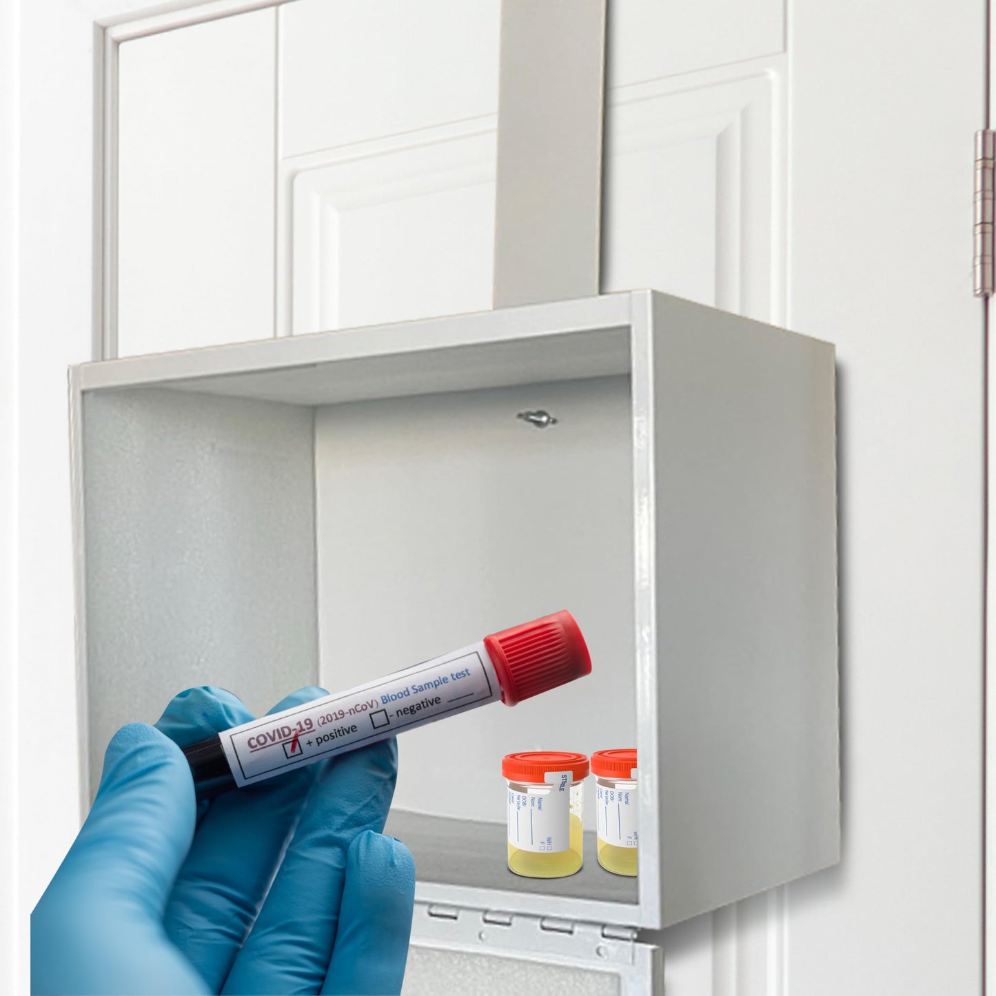 Specimen Lock Box Heavy-Duty Metal – Secure Over & Under the Door Drop Box for Medical Labs, Clinics, and Offices, Durable, Tamper-Resistant Collection Box for Specimen Handling and Storage