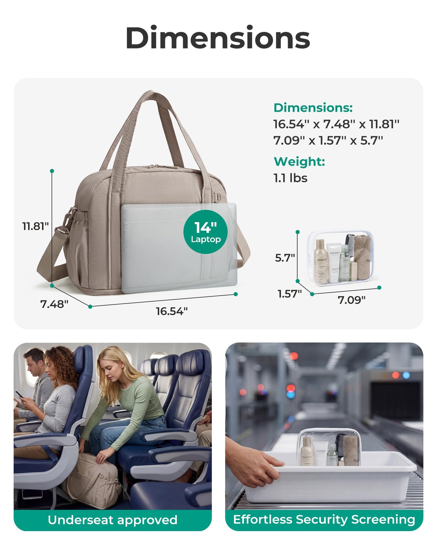 BAGSMART Expandable Personal Item Travel Bag, Lightweight Gym Bag for Women, 24L Weekender Travel Duffle with Toiletry Bag, Carry on Overnight Duffel, Chocolate