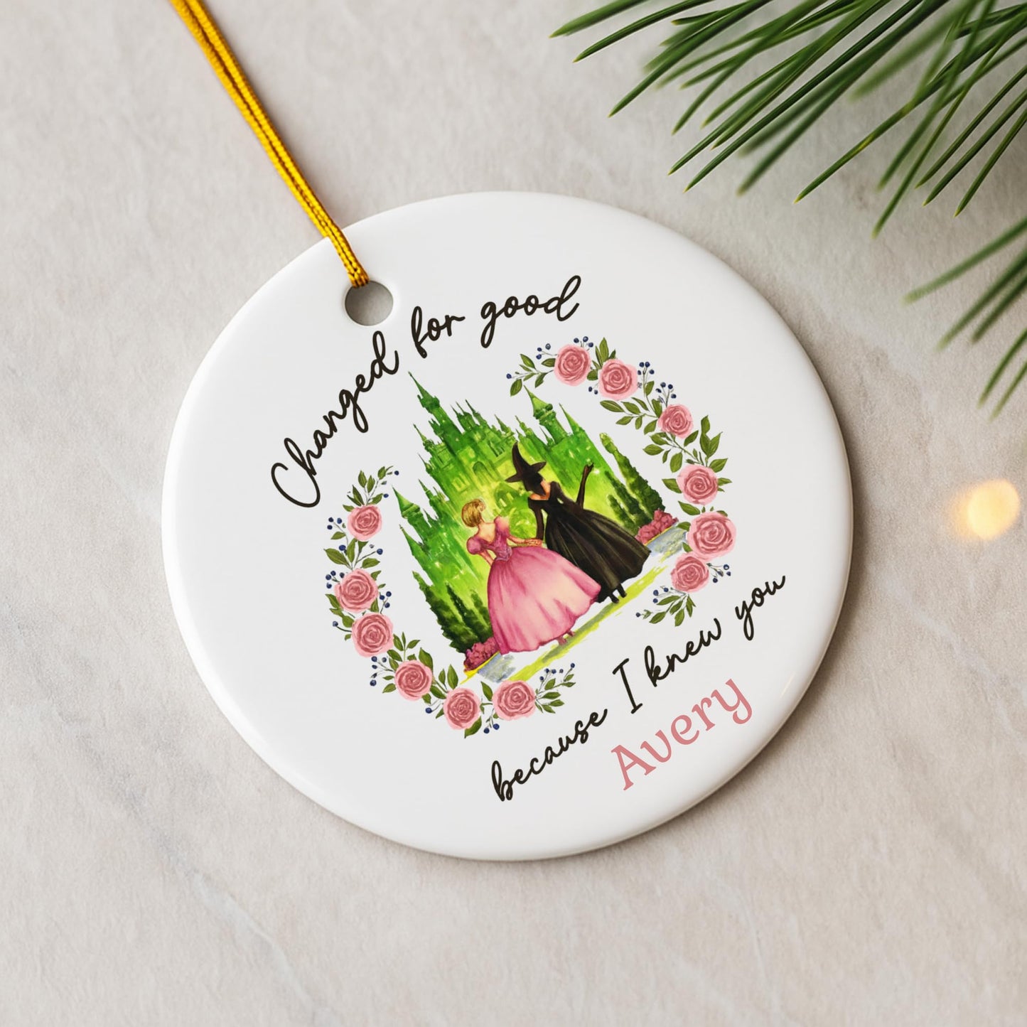 Wicked Christmas Glass Ornament, Elphaba Glinda Ornament, Change for Good, Friendship Broadway Wicked Musical (Glass, 1)
