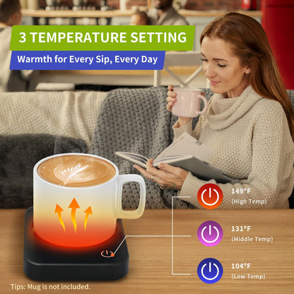 VOBAGA Mug Warmer Set, Coffee Warmer for Desk with 11oz Ceramic Mug, Auto Shut Off & 3-Temp Settings, Smart Coffee Cup Warmer, Home Office Essentials Coffee Set