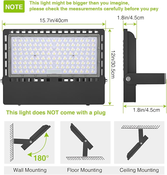STASUN 300W 45000LM LED Flood Light Outdoor - High Lumen Super Bright, 100-277V 5000K Daylight White, IP66 Waterproof Stadium Lights for Arena, Backyard, Parking Lot, Courts, ETL Certification