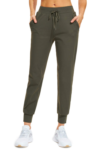 Libin Women's Joggers Pants Athletic Sweatpants with Pockets Running Tapered Casual Pants for Workout,Lounge, Olive Green S