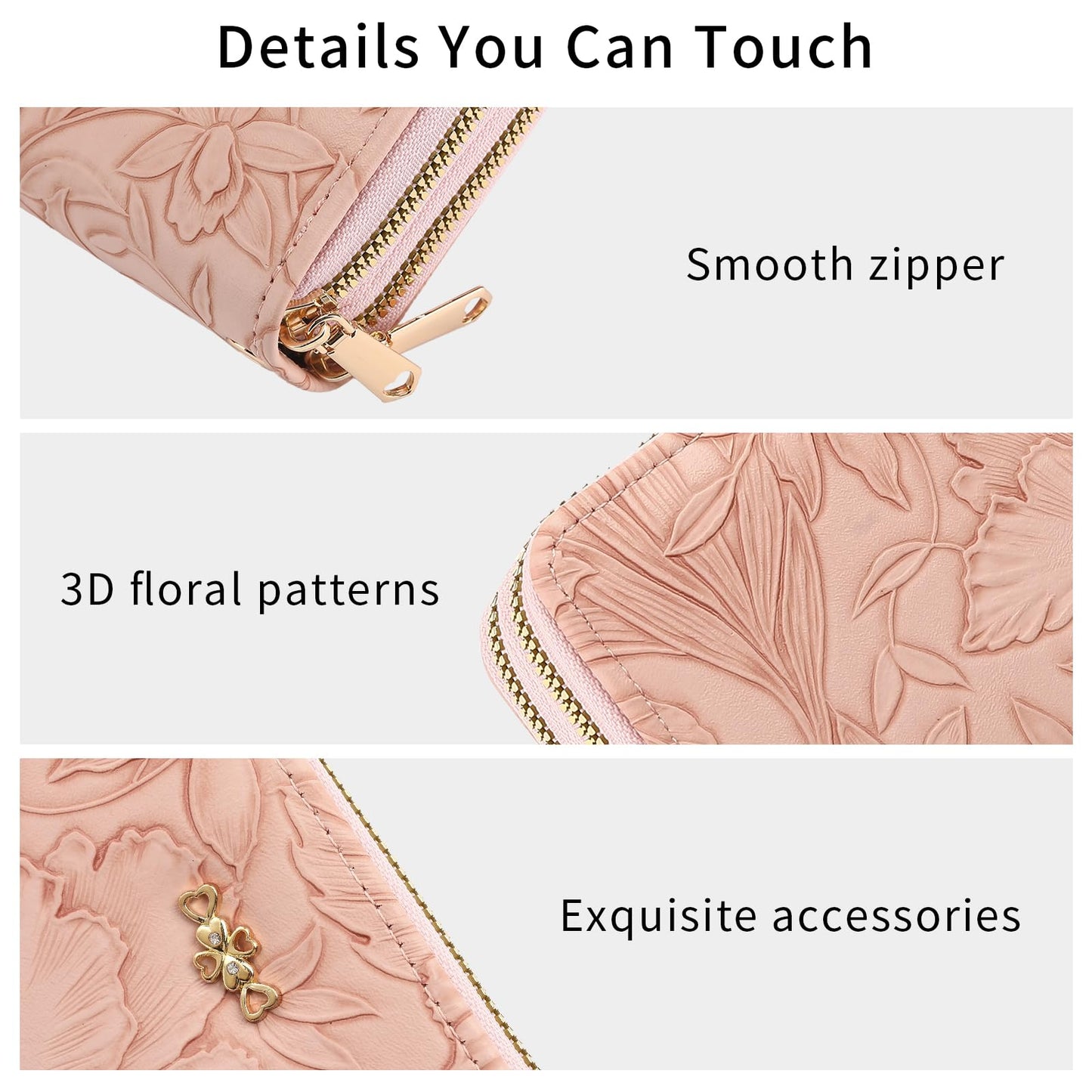 RNIEGA Wallet for Women Clutch Double Zip Around Credit Card Holder Leather Women's Wallet Large Capacity