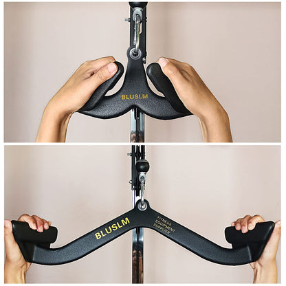 BLUSLM LAT Pull Down Bar for Cable Machine, LAT Pulldown Attachments T-bar V-bar Cable Attachment for Gym, Back Tricep Strength Training Handle