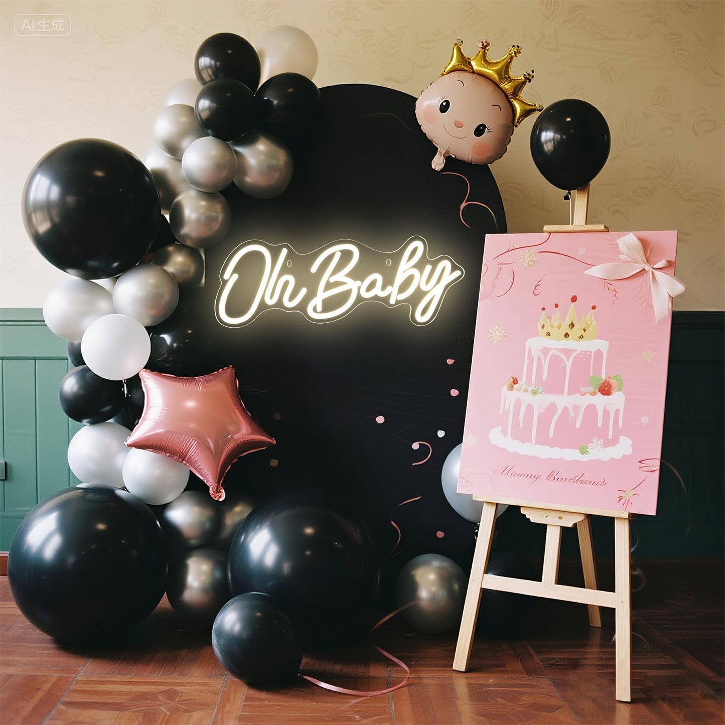 Oh Baby Neon Sign for Backdrop Wall Decor, Dimmable LED Neon Light for Backdrop Baby Shower, Birthday, Bedroom Christmas Birthday Party Warm white
