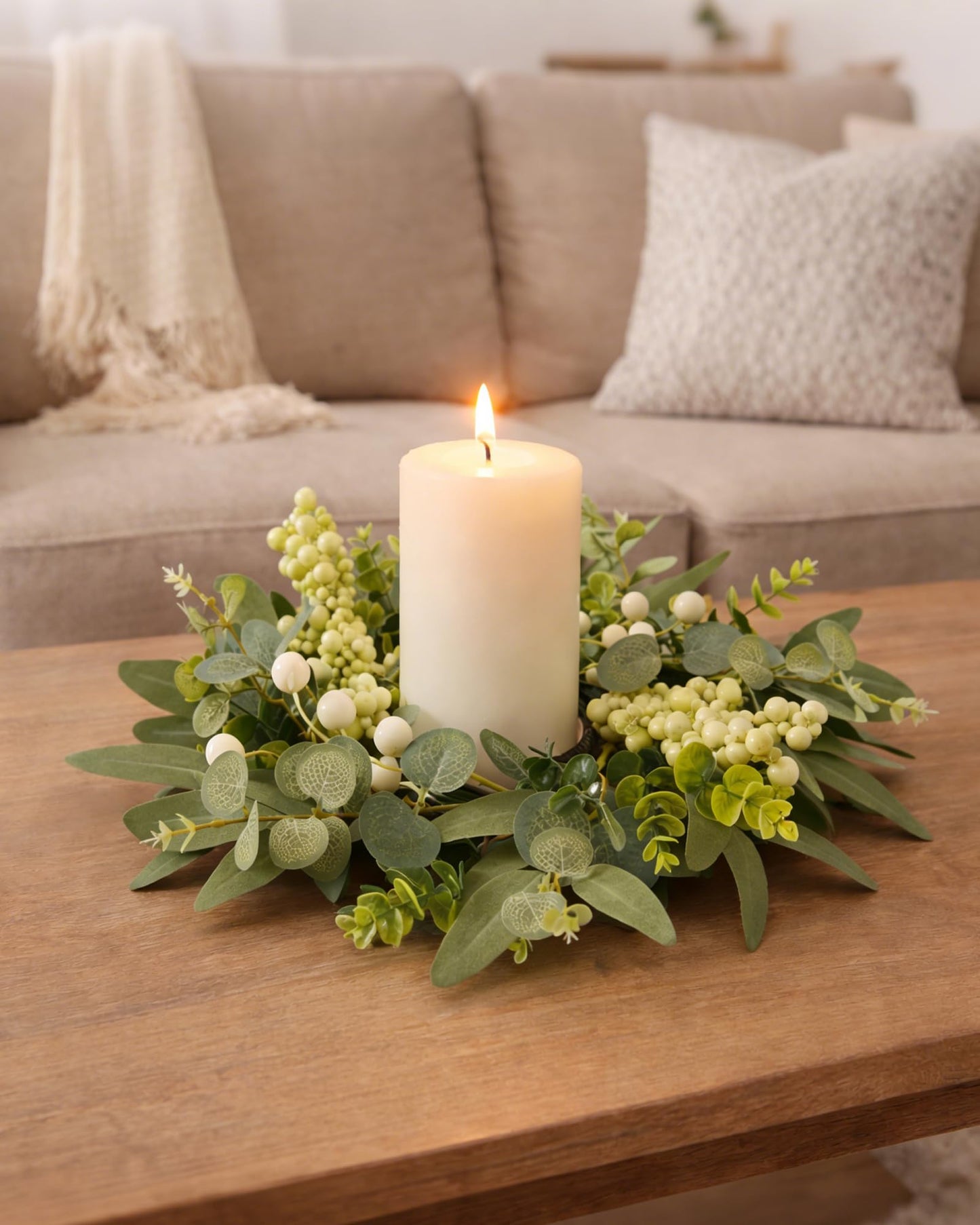 DDHS 2 Packs Small Eucalyptus Wreaths, 12 Inch Artificial Mini Green Wreath with Berries, Small Boxwood Leaves Wreaths for Indoor Outdoor Hanging Farmhouse Wall Window Wedding Decor