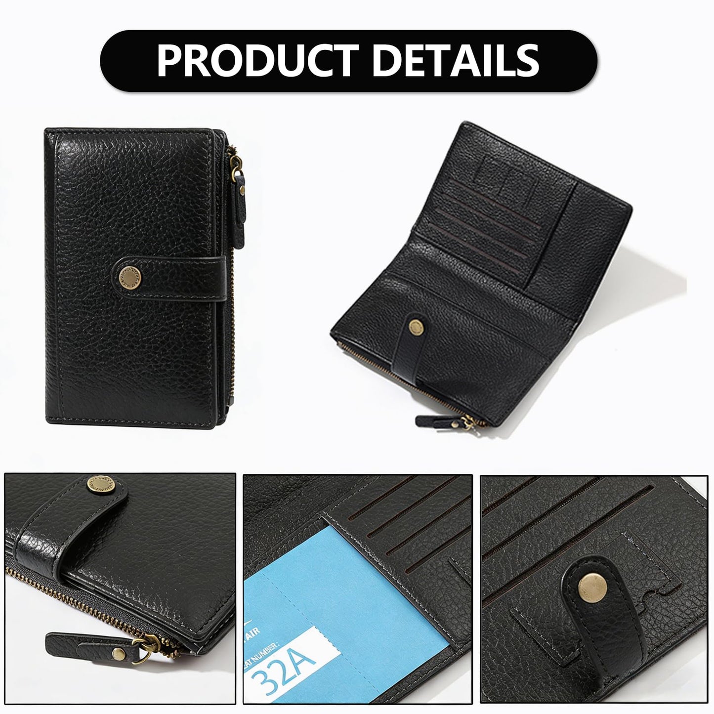 Slim RFID Blocking Passport Holder Wallet,PU Leather Travel Card Organizer,Lightweight Passport Case for Women Men (Black)