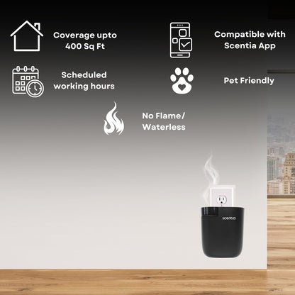 Smart Plug-in Diffuser with App Control | Waterless Cold Air Diffuser | My Way Hotel-Inspired Scent Included | 500 Sq. Ft. Coverage | Mother's Day & Housewarming Gift | Black