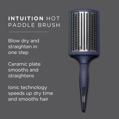 Fromm Intuition Ceramic Ionic Thermal Blow Dry Paddle Brush - Detangle, Dry, Smooth, and Straighten Thick, Wavy, Curly Hair in One Step for Women & Men