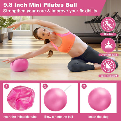 Dilobio Pilates Kit, Home Pilates Essentials Kit for Women, Pilates Equipment Ring and Ball Set with 5 Resistance Bands, Hip Thrust Belt & Grip Socks Accessories, Toning Home Workouts Starter Set
