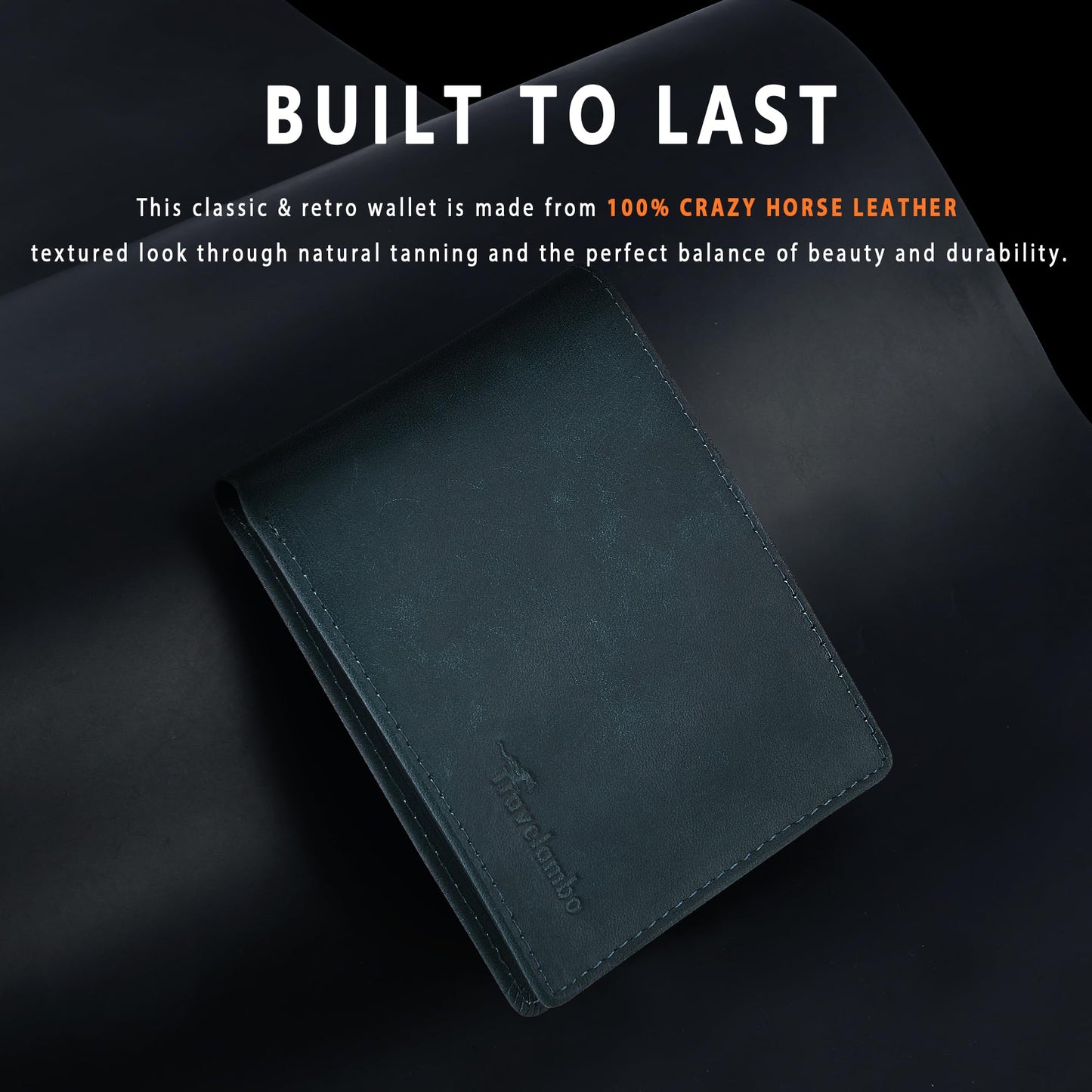 Travelambo Genuine Leather Wallet for Men with Gift Box - Handmade Bifold Stylish - Mens Wallets Rfid Blocking with 2 ID Windows