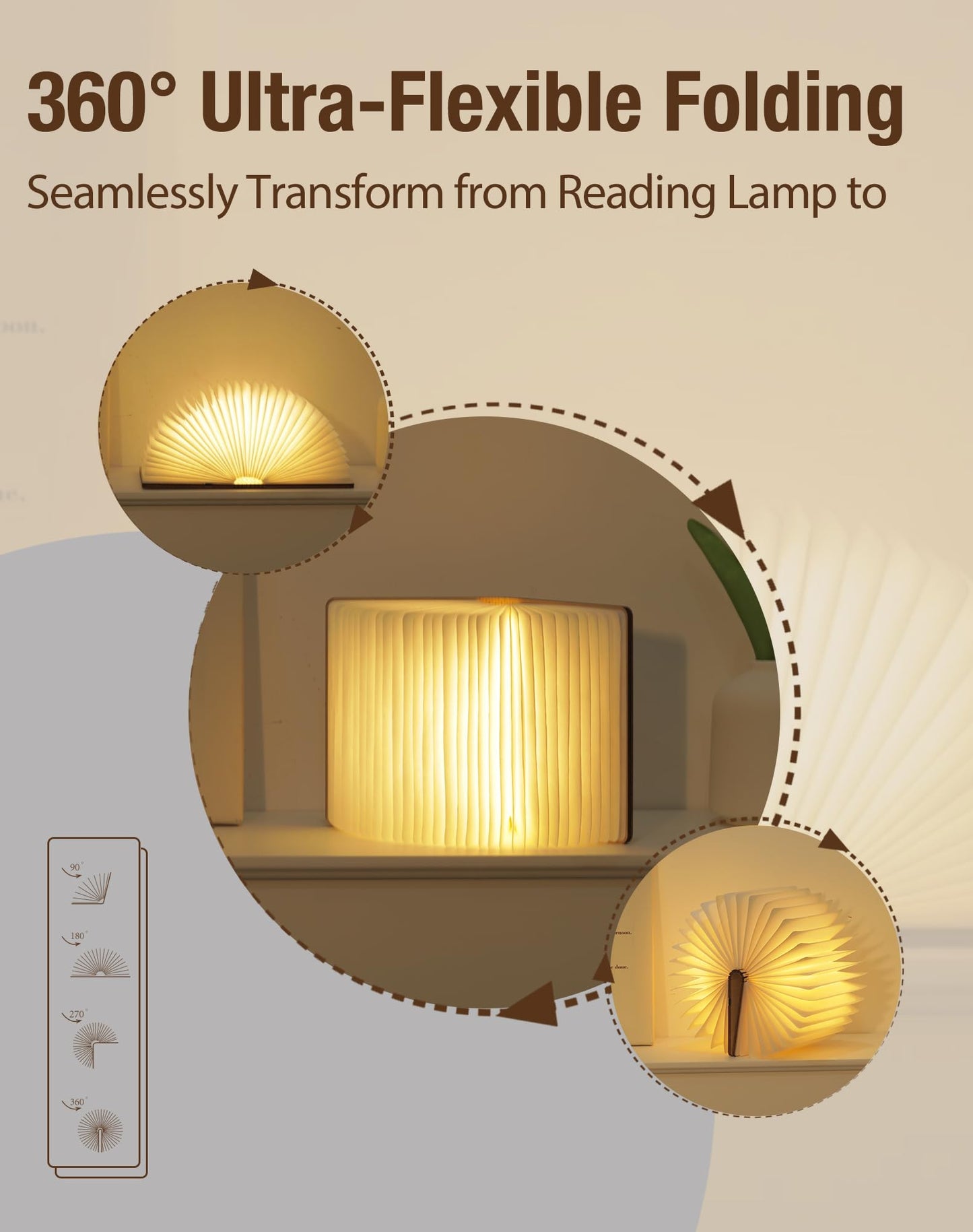 ZBOLE 5.7 Inch Wooden Book Lamp - Portable Folding LED Book Light for Reading, Home & Library Decor, Unique Gift for Book Lovers, Magnetic Night Light (Walnut)