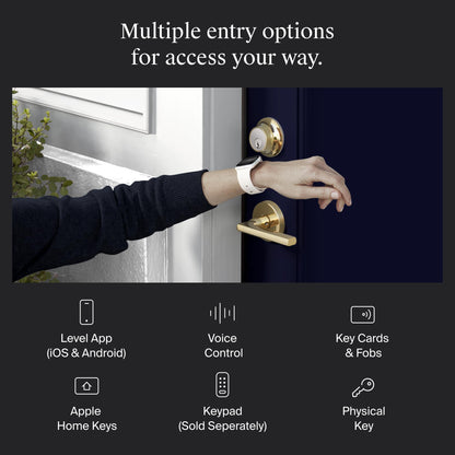 Level Lock+ (Matter) Smart Lock - World's Smallest, Most Advanced Matter-Over-Thread Deadbolt Plus Apple Home Key - Keyless and Remote Access via Apple, Alexa, Google Home, SmartThings (Satin Nickel)