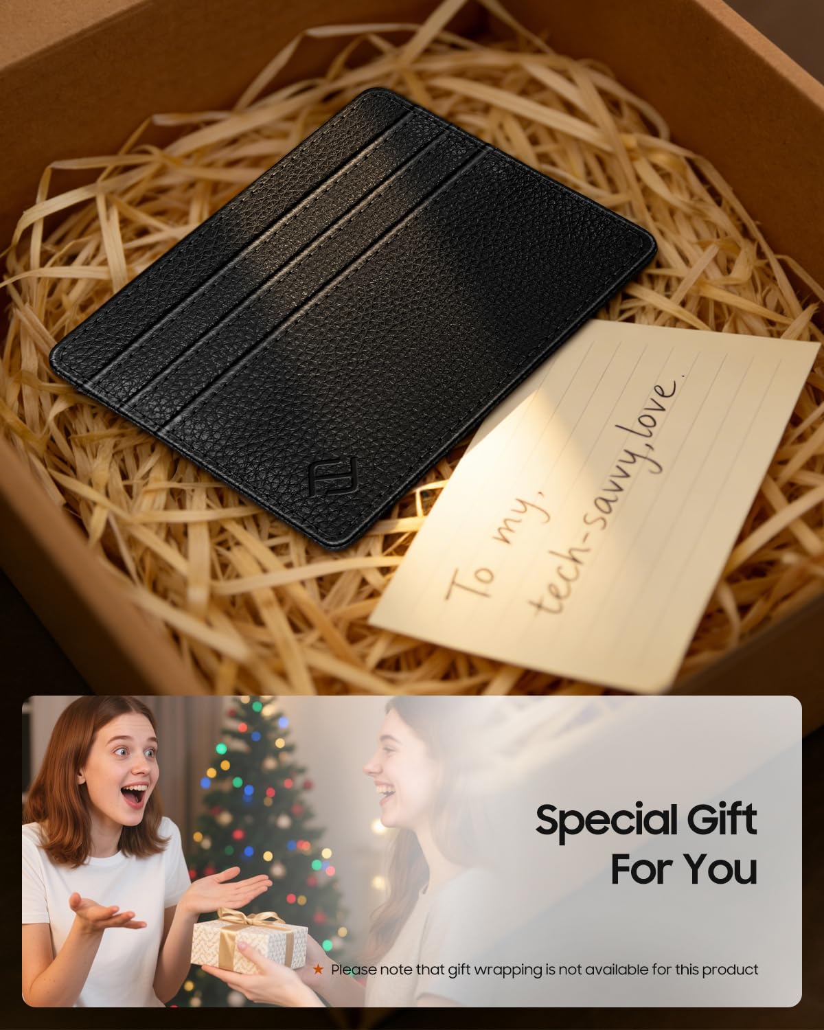 FINTIE Slim Minimalist Front Pocket Wallet, RFID Blocking Credit Card Holder Card Cases with ID Window for Men Women, Black