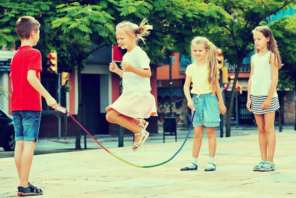 16 FT Long Jump Rope for Kids, 1 Pack Double Dutch Skipping Rope with Wooden Handle, Multiplayer Rainbow Jumping Rope for Outdoor Fun, School Sport, Party Game