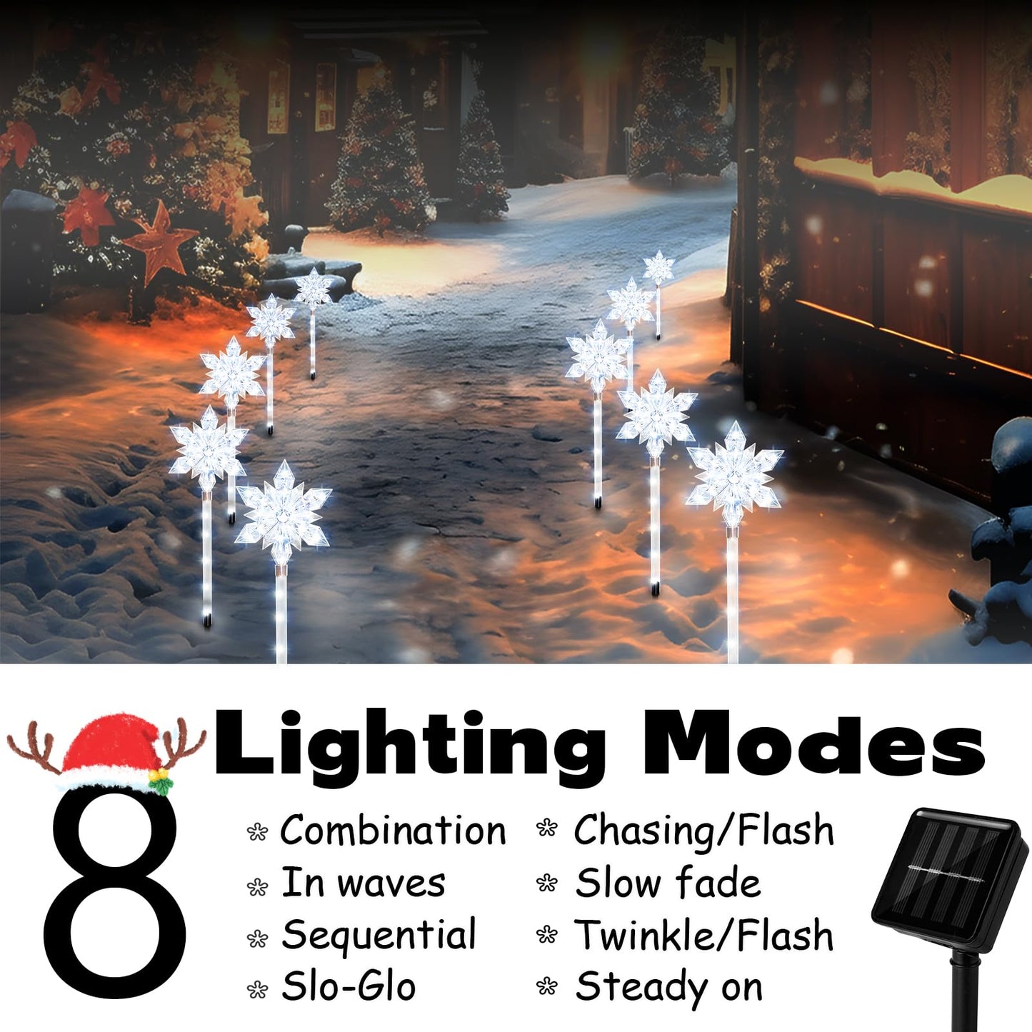 VOGVOG Snowflake Solar Christmas Pathway Lights, Set of 5 LED Outdoor Stake Lights, Waterproof Christmas Decorations for Garden, Yard, Lawn, Walkway, Patio Decor (Cold, 5pcs)