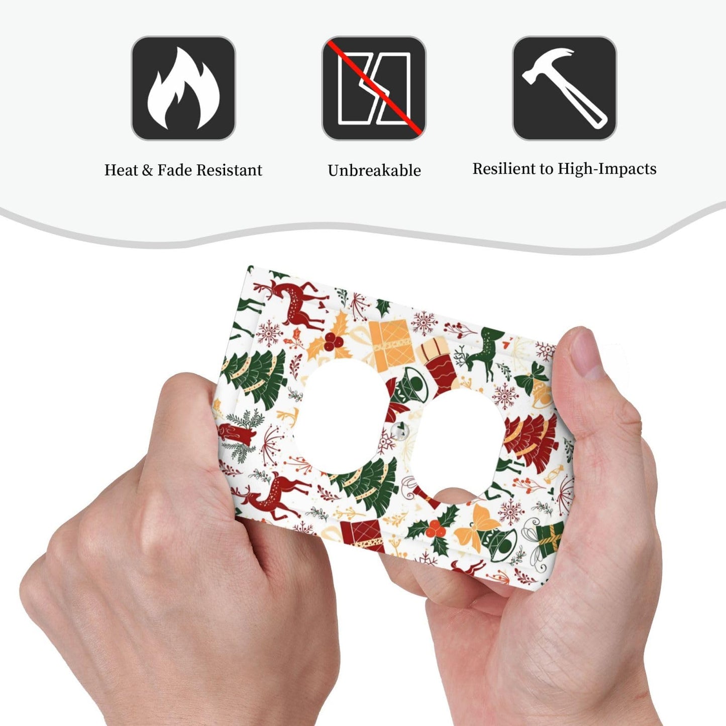 Christmas Gifts Elk Stockings Candle Christmas Tree Outlet Covers 1 Gang Duplex Light Switch Cover Decorative Switch Plates Electrical Receptacle Faceplate Wall Plate for Home Living Room Decor
