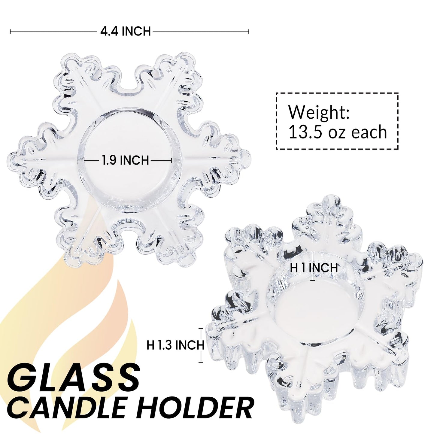 Aglary Snowflake Tealight Holders Set of 4 – Clear Glass Votive Candle Holders for Table Decor, Winter Wedding Centerpiece, Christmas Party Supplies