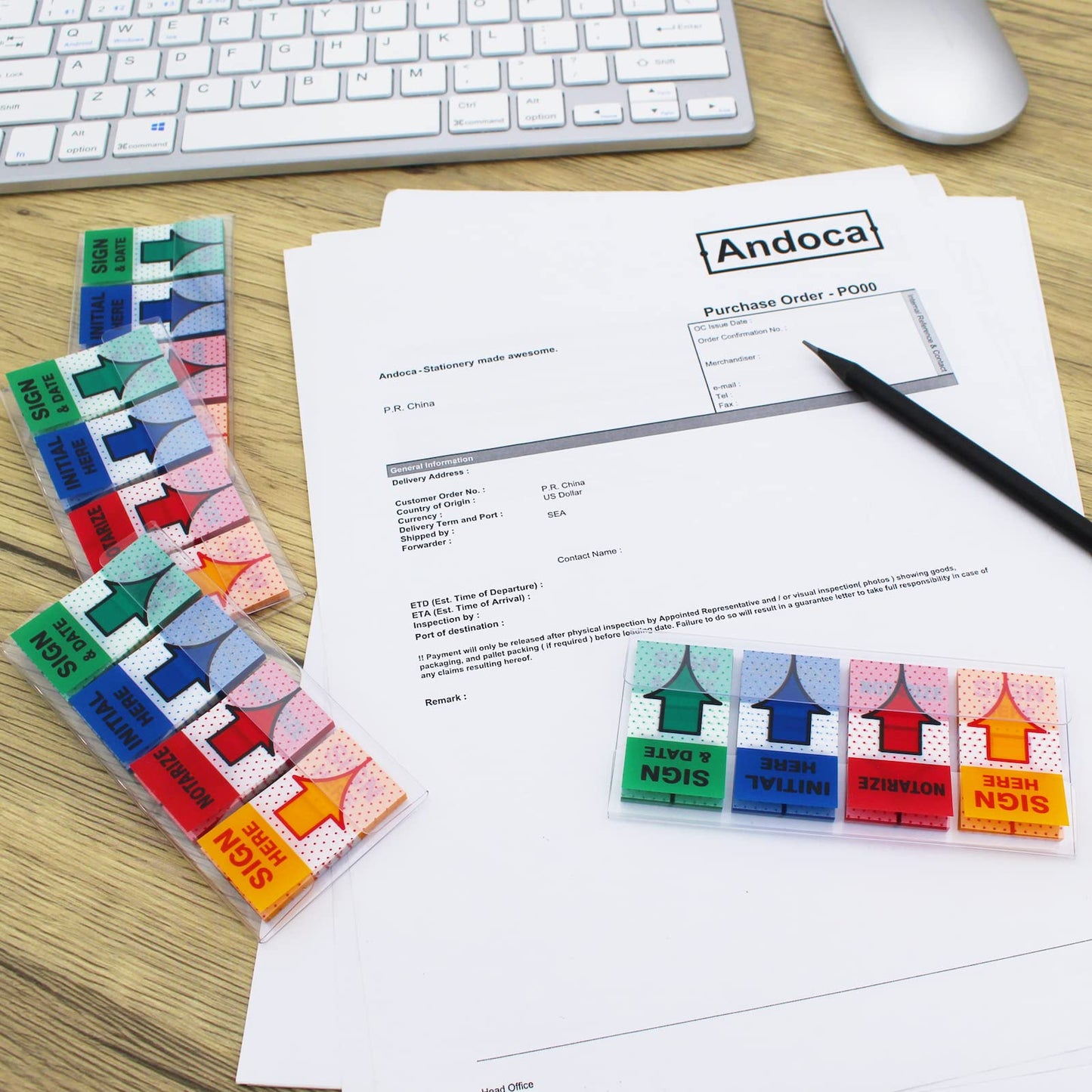 Message Flags Assorted Color, "Sign Here"/"Notarize"/"Initial Here"/"Sign and Date", 800 Pages Total, 0.98 x 1.77 Inch Wide, Easy to Post, 4 On-The-Go Dispensers/Pack