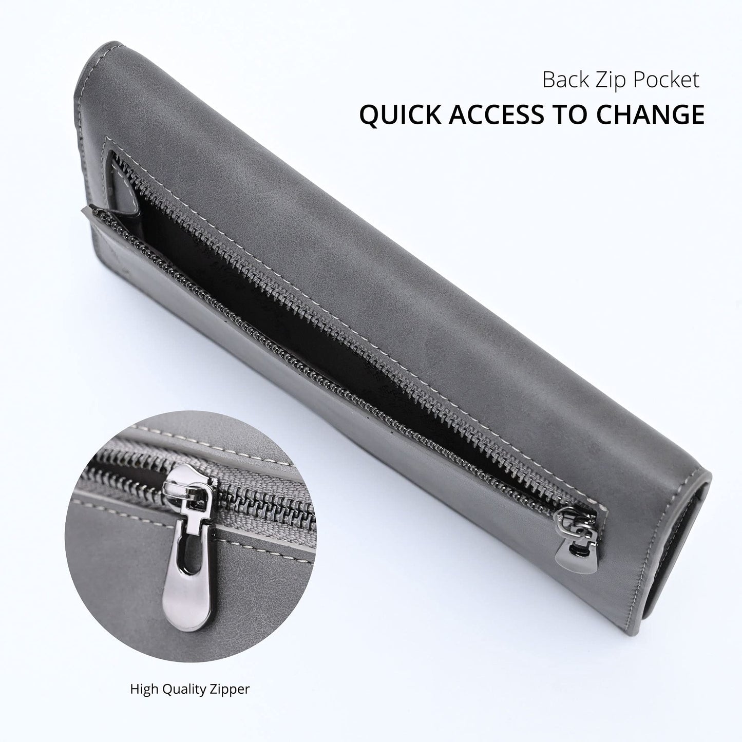 Alldaily Ultra Slim Thin Women Wallet RFID Blocking Credit Card Holder Bifold Long Ladies Billfold (Grey)
