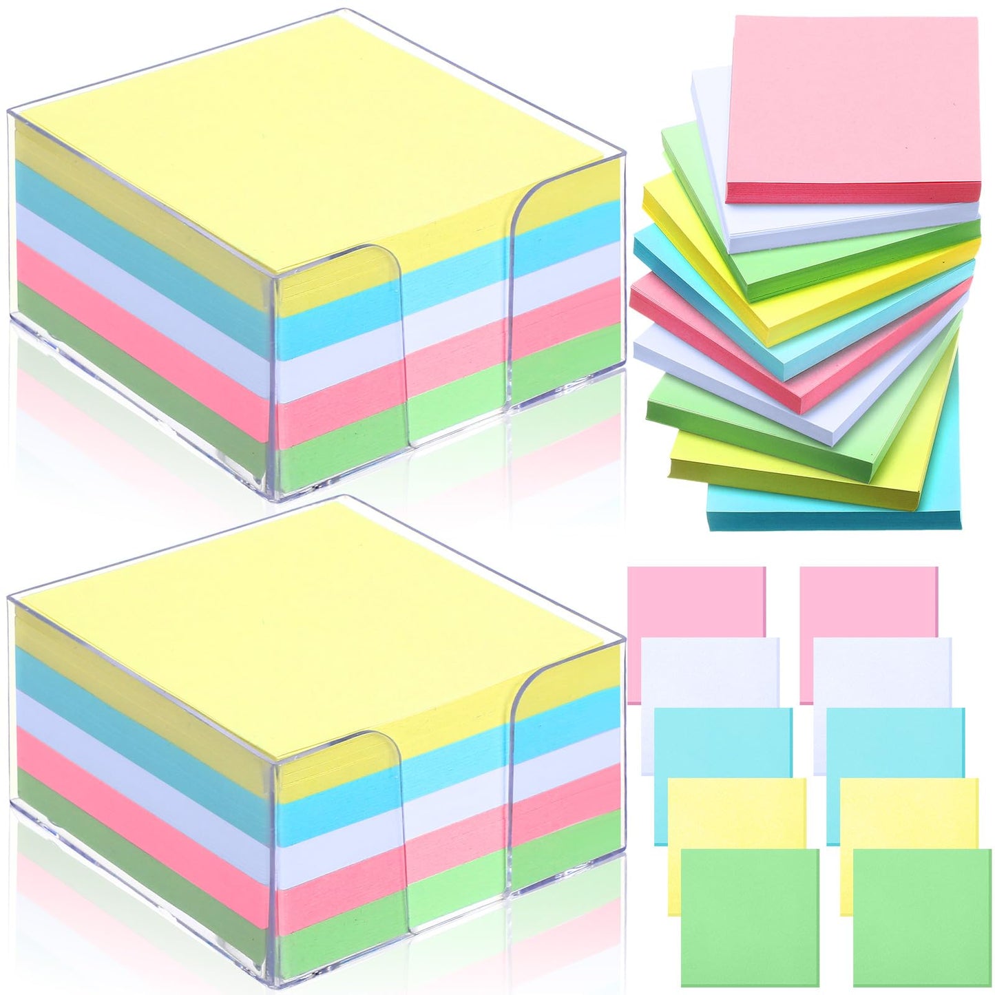 Resurhang 1000 Pieces Small Note Pad 3.4 Inch x 3.4 Inch Square Memo Cube Refill Memo Pads with Cube Non Sticky Mini Paper Reminders Office Writing Supplies Crafts(Pastel Colors)