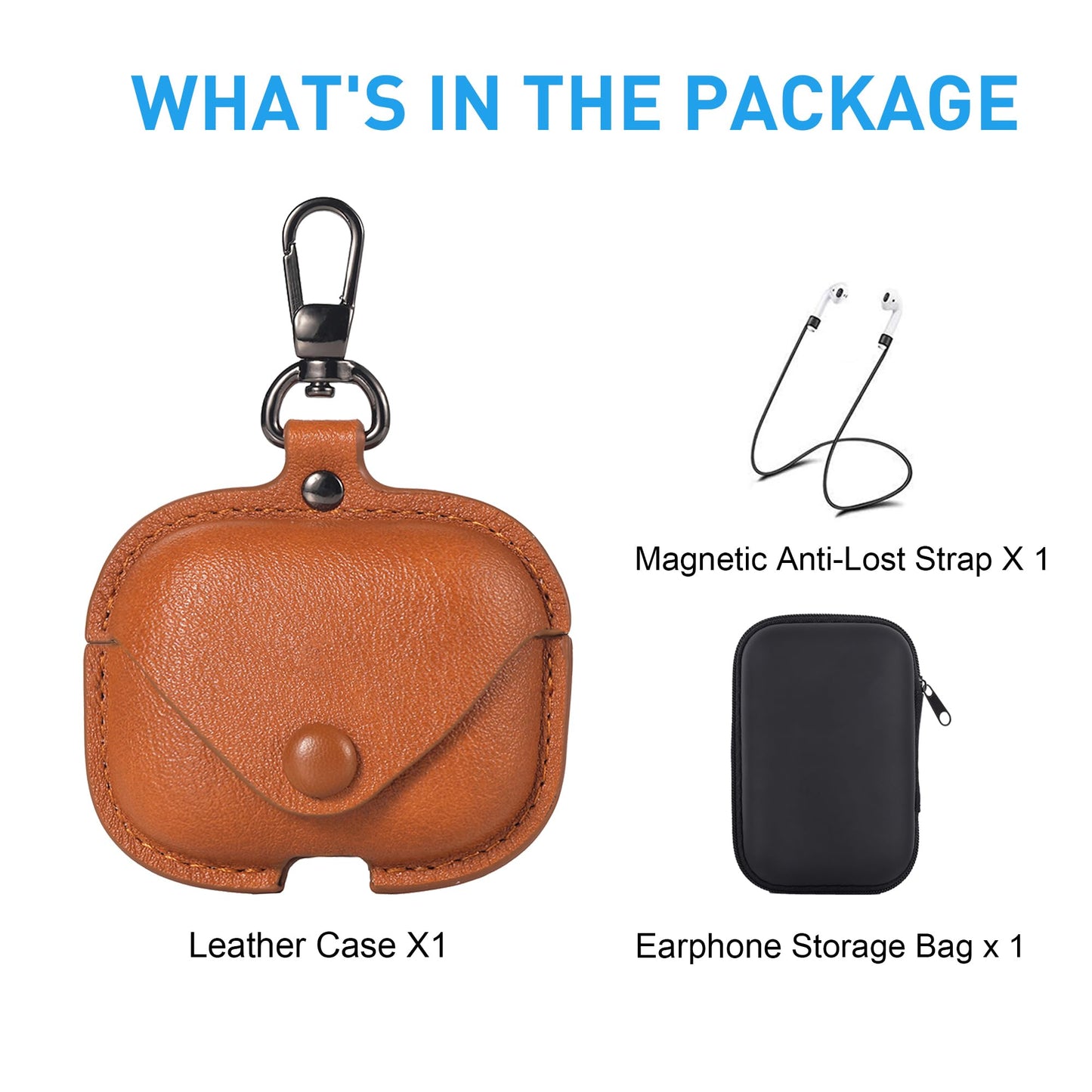 Maxjoy for AirPods Pro 3 Case Leather, Airpods Pro 3 Leather Case Cover with Keychain Compatible with Apple Airpod Pros 3rd Generation 2025 (Front LED Visible),Brown
