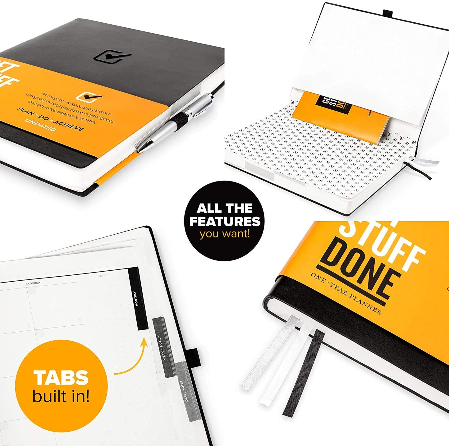 Get Stuff Done Planner for Productivity - 1 Year Undated Daily Planner, 8.5- x 11- - Sturdy & Smart Organizer for Goal Setting - Personal Organizer for Men & Women