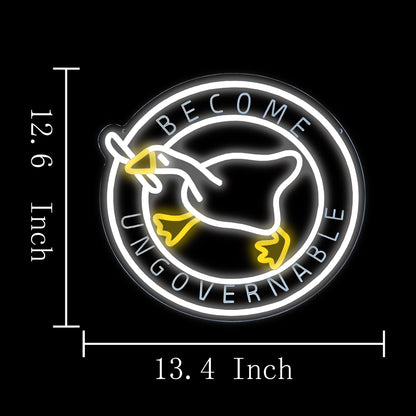 Murder Duck with Knife Neon Sign Untitled Goose Neon Light for Room Decor, Become Ungovernable LED Duck Signs for Wall Decor Game Room Man Cave Birthday Funny Neon Light Sign Gifts 13.4x12.6 In
