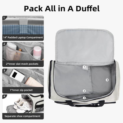 CLUCI Gym Bag for Men & Women, 35L Convertible Travel Sports Duffel Backpack with Shoe Compartment, Waterproof Carry-On for Fitness & Skateboard