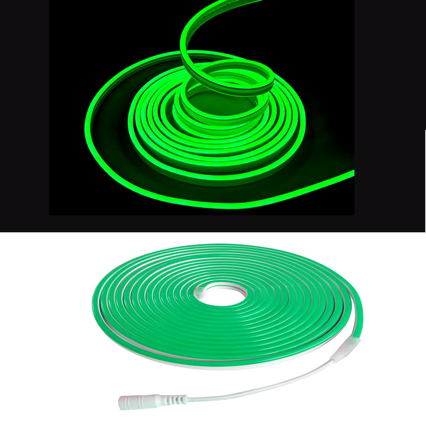 Maxlaxer Green Neon LED Strip Lights, 16.4ft 12V Waterproof Flexible Light for Indoor/Outdoor Decoration (Includes Power Adapter)