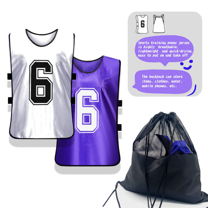 PULUOMASI 12 Pcs Sports Pinnies Numbered for Soccer Basketball Training