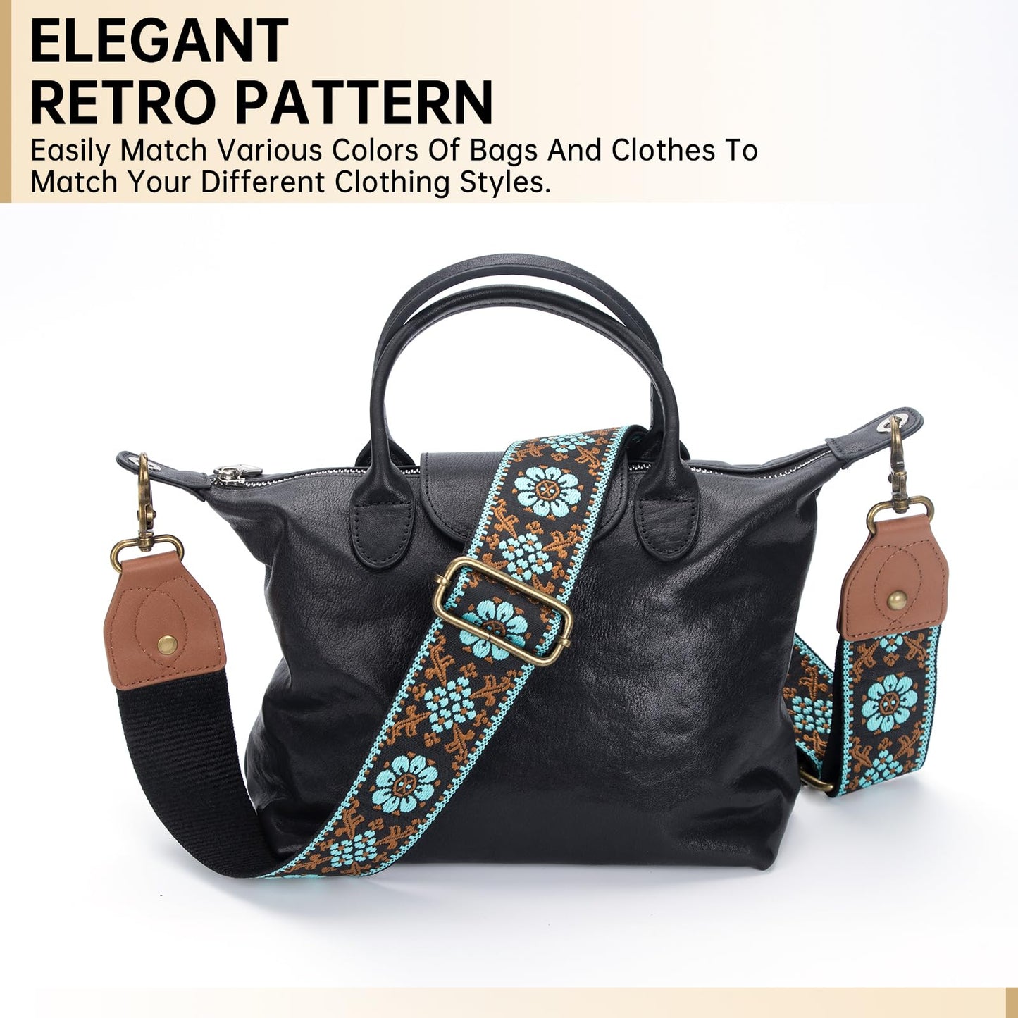 Dksongr Purse Strap Replacement Crossbody Adjustable Bag Strap Retro Jacquard Embroidery Wide Shoulder Strap for Women Handbags
