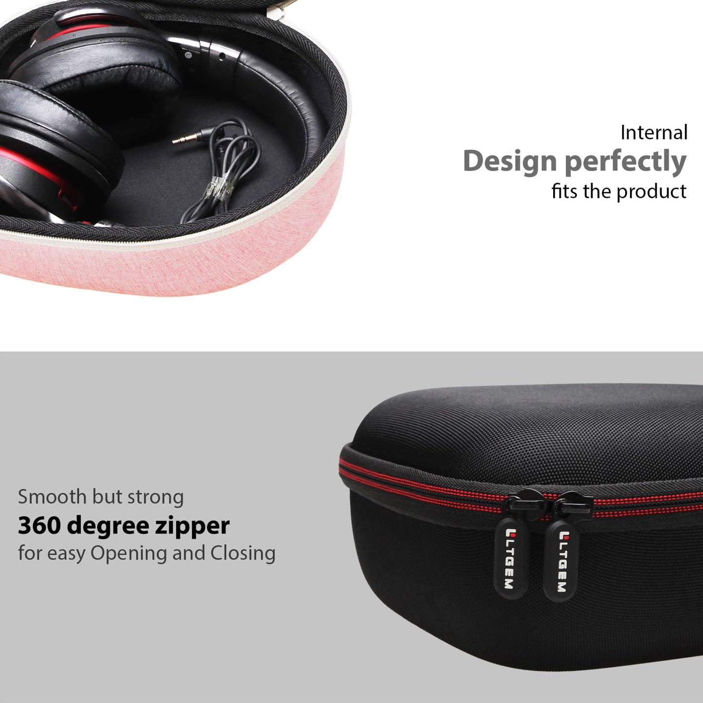 Headphone Headset Case Compatible with Audio-Technica ATH-M20x/JBL/Raycon/Soundcore Anker/Sony/Beats/JLab/TOZO/Logitech/BERIBES/KVIDIO Headphones, Large Headphone Case Hard Shell(Deep Purple)