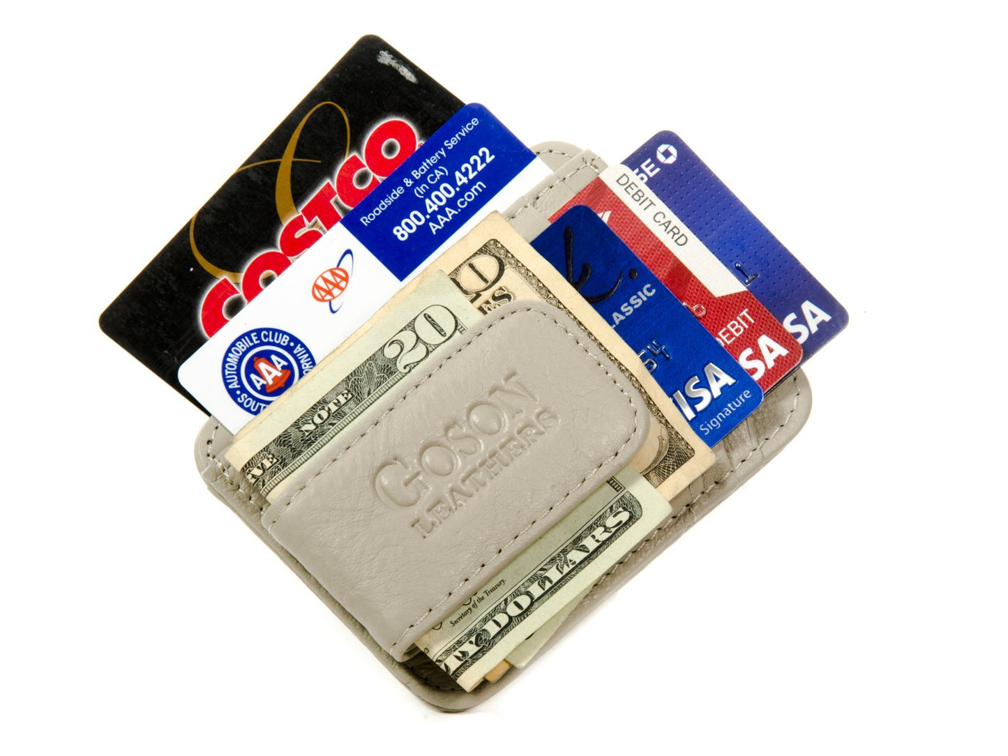 Goson Leather Money Clip Wallet for Men, Front Pocket Wallet, Credit Card Holder, Slim Minimalist Wallet