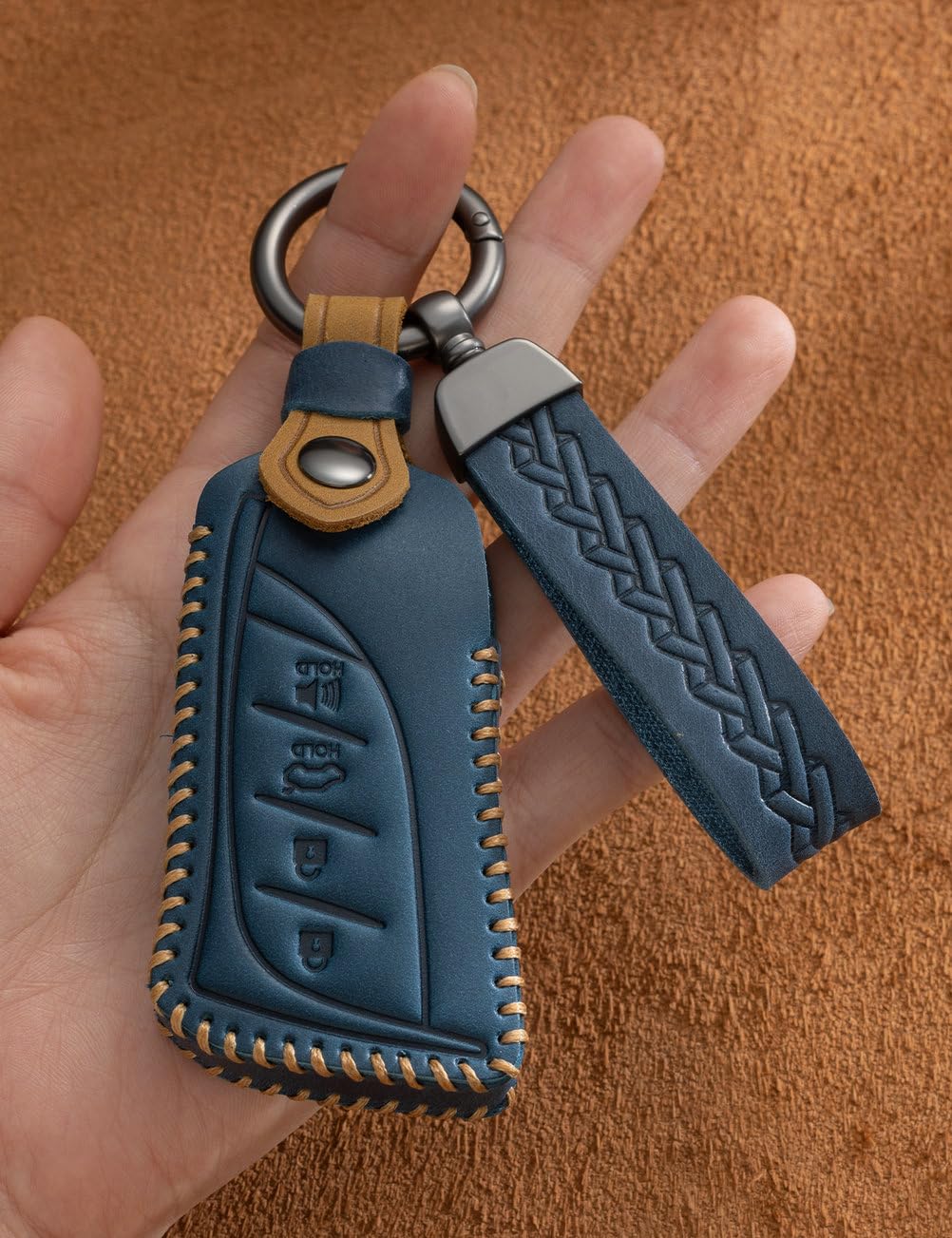 YINEOR for Lexus Key Fob Cover Leather Car Key Case Keychain Fob Holder Compatible for Lexus ES350 ES300h UX200 UX250h LS500 LS500H LC500 LC500h GX460 RX350h 2018-2026 (Blue)