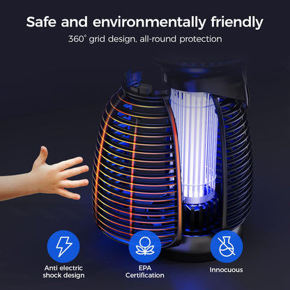 Outdoor Bug Zapper with LED Light - Electric Mosquito Killer Fly Trap Insect Zapper Outdoor and Indoor for Home Kitchen, Patio, Backyard