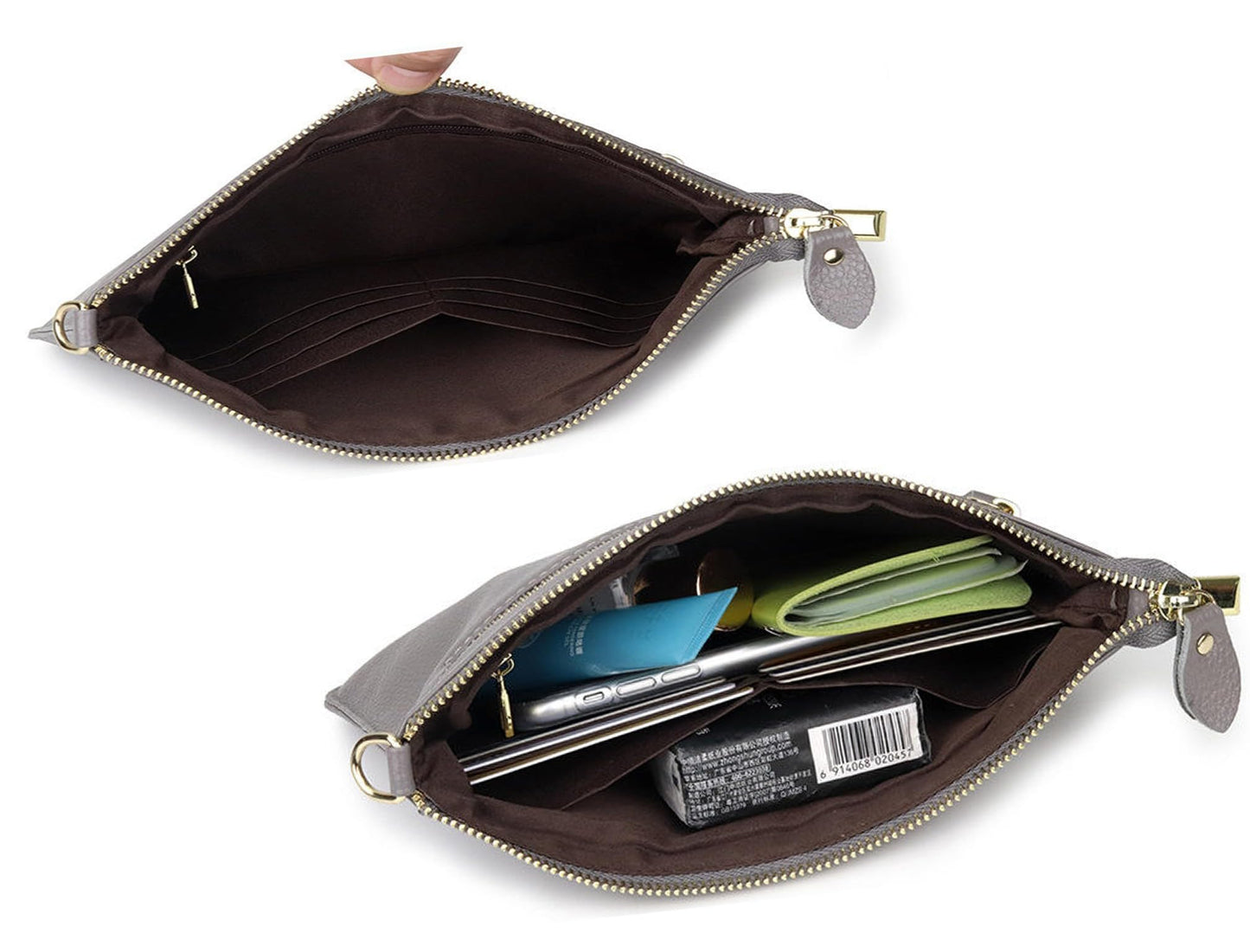 AurexaFashion Genuine Leather Small Crossbody Phone Bag for Women, Slim Wallet Credit Card Holder Wristlet Clutch Purse (Dark Blue)