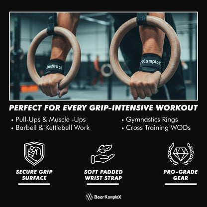 Bear KompleX - Cross Training Hand Grips for Weight Lifting, Gymnastics, and Pull Ups - Lightweight and High Performance Powerlifting Grips for Men and Women - No Hole Design, Black Diamond