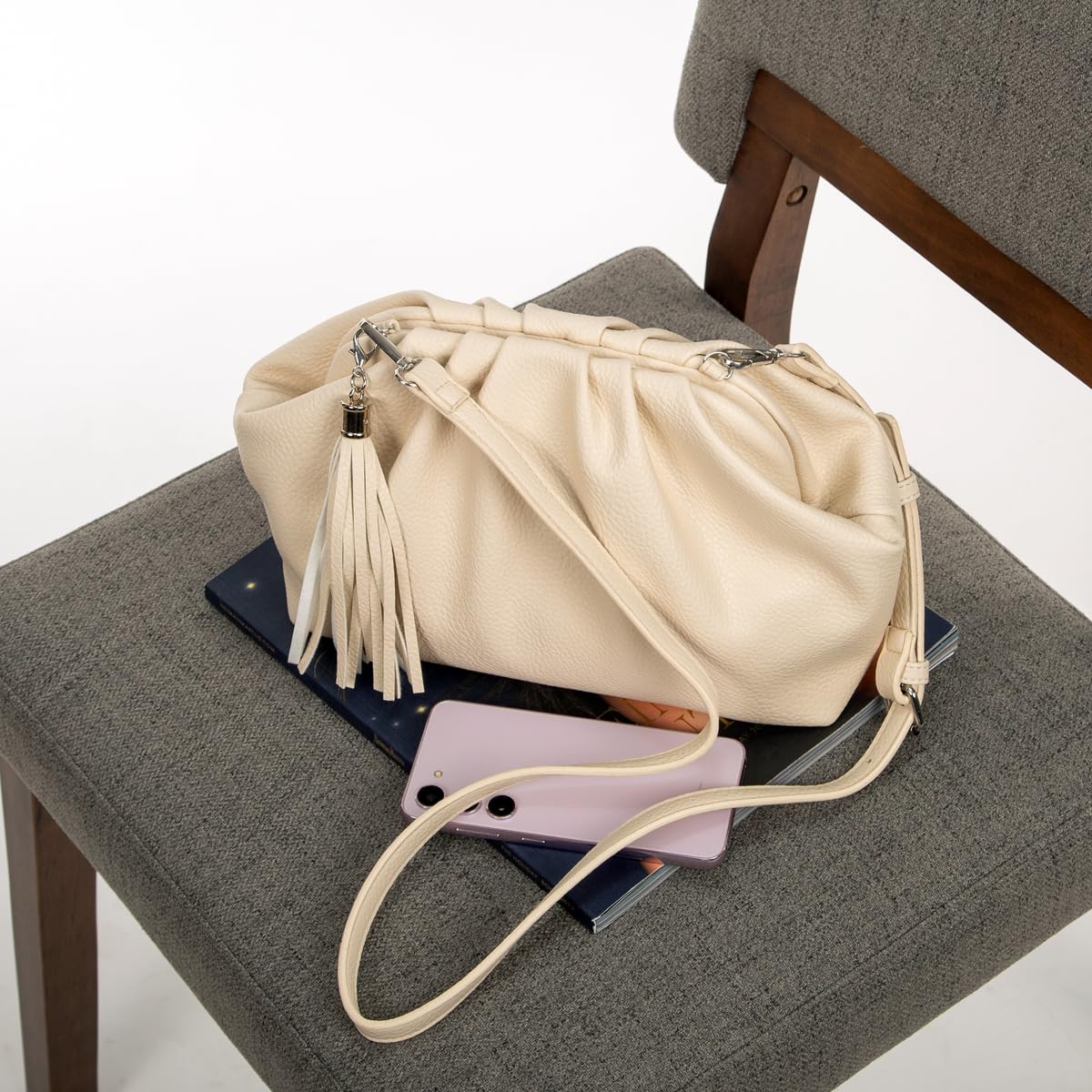 JNB Dumpling Bag for Women Clutch Purses, Cloud Crossbody Handbag Soft Shoulder,party,Wedding Bag,L/BEI