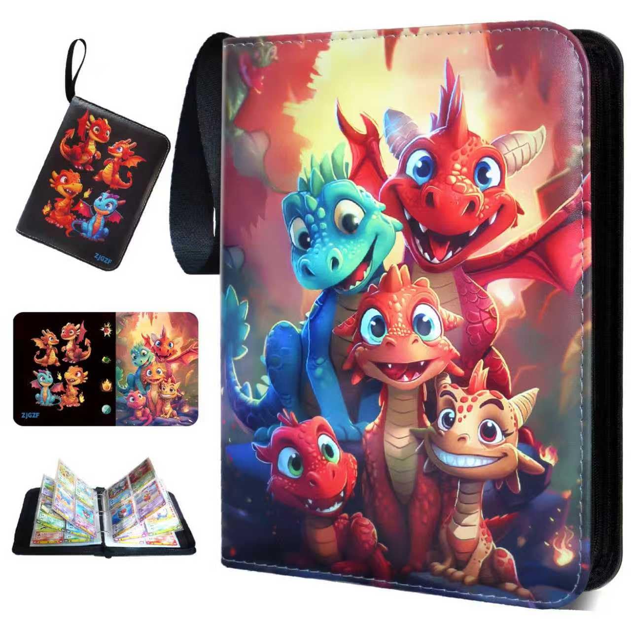 Trading Card Binder 400 Cards, 50 Removable 4-Pocket Pages, Zippered PU Leather for MTG/Sports/TCG, 3-Ring Expandable, Bold Fire Cover (Enhanced Durability Edition)