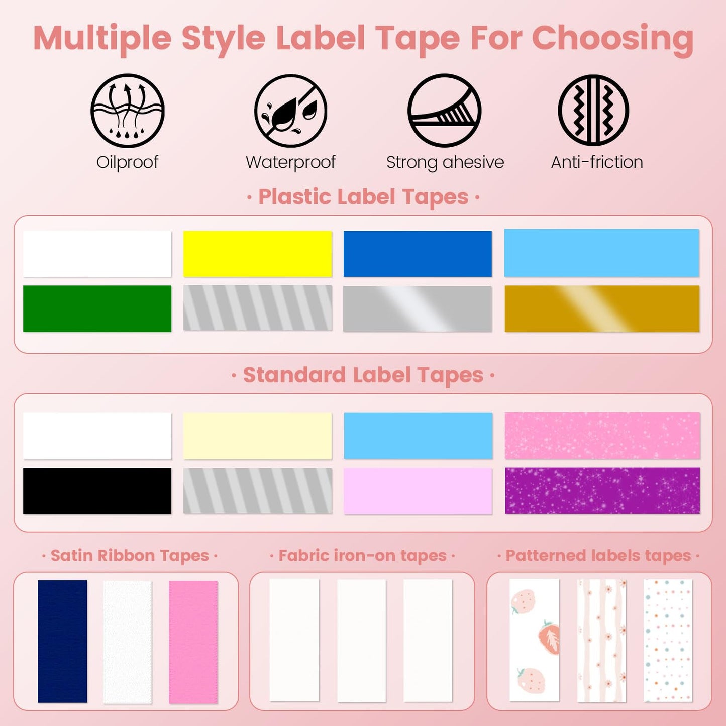 Label Maker Tape- M950 Laminated Labels, 12mm 0.5 Inch, 4m, Black on White, for PT-M95 PT-90 PT-70 M950 Label Maker, Compatible with P Touch M Tape,M231 MK231,for Back to School Supplies