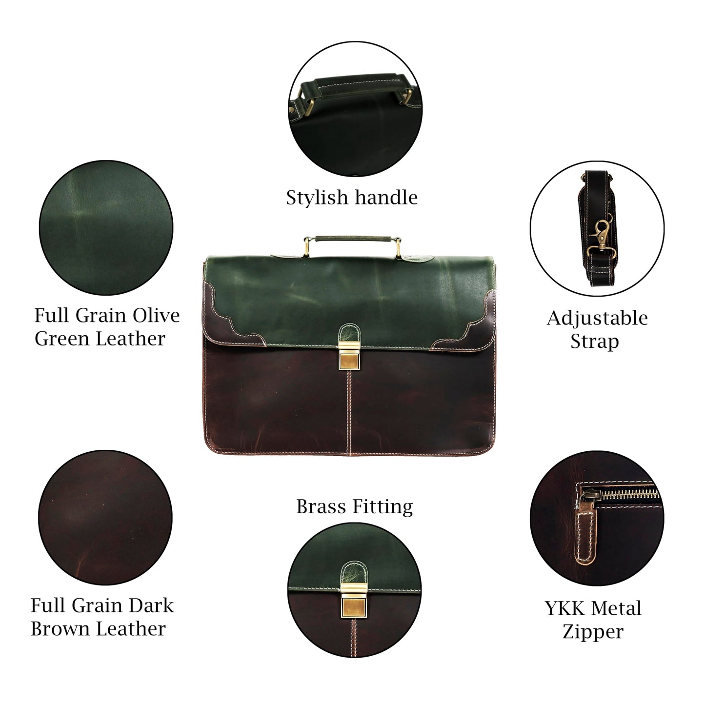 The Tannery Full Grain Genuine Leather Laptop Briefcase For Men & Women, Handcrafted Satchel For Work Crossbody Messenger Bag With Reinforced Strap Everyday Use, Best Gift For Father's Day (14 Inches)