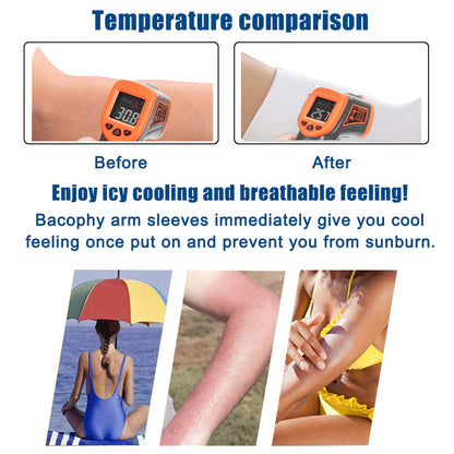 Bacophy 3 Pairs Arm Sleeves with Thumb Holes Women Men UV Protection Cooling, UPF 50 Compression Long Arm Cover