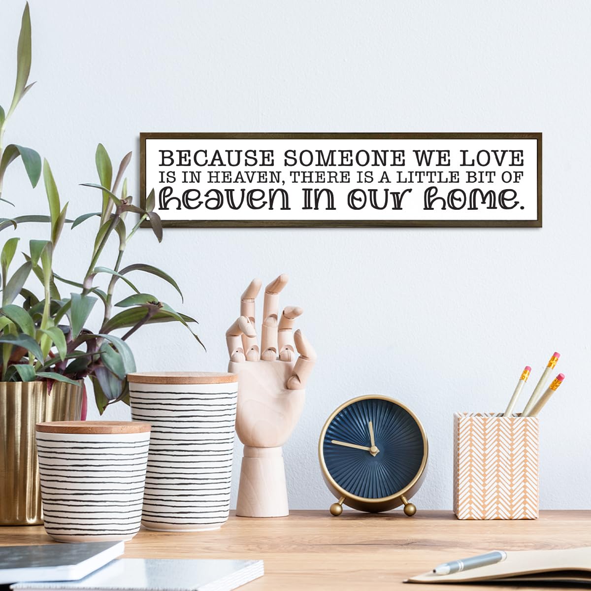 Farmhouse Style Sign, Bereavement Sign, Sympathy Gift, Because Someone We Love Is In Heaven, Memorial Sympathy Gift, Home Wall Decor Wood Framed, Wood Plaque Signs, 38 * 8.5 In A64
